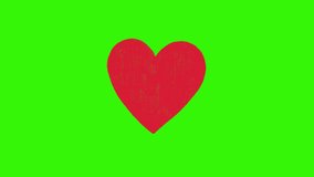 Sticker element doodle heart shapes looping animation in scribble style for decorating video. Heart hand drawing on green screen and Luma matte 