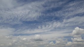 Summer sky time lapse with dense thick Cumulus rain clouds moving across the heavens. High quality clean cloudscape video and free from anomalies such as birds and insects flying across.