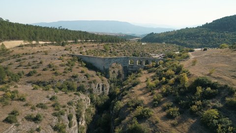 Aerial view of Incekaya Aqueduct in Karabuk. 4K Footage in Turkey