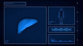 3D Liver medical interface in blue tones