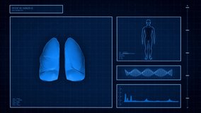 3D Lungs medical interface in blue tones