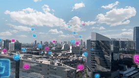 Social media Connection technology concept future network city background and futuristic interface graphic - Powered by Shutterstock - Get 15% off with code: PIKWIZARD15