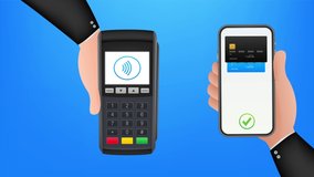 Contactless Payment Methods Mobile smart phone and wireless POS Terminal realistic style. Motion graphics. - Powered by Shutterstock - Get 15% off with code: PIKWIZARD15