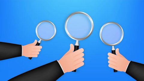 Magnifying glass hand for web background design. Magnifying glass icon. Motion graphics.