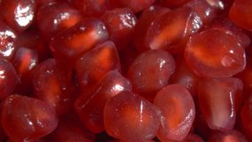 The grain of pomegranate is close-up. Super macro.