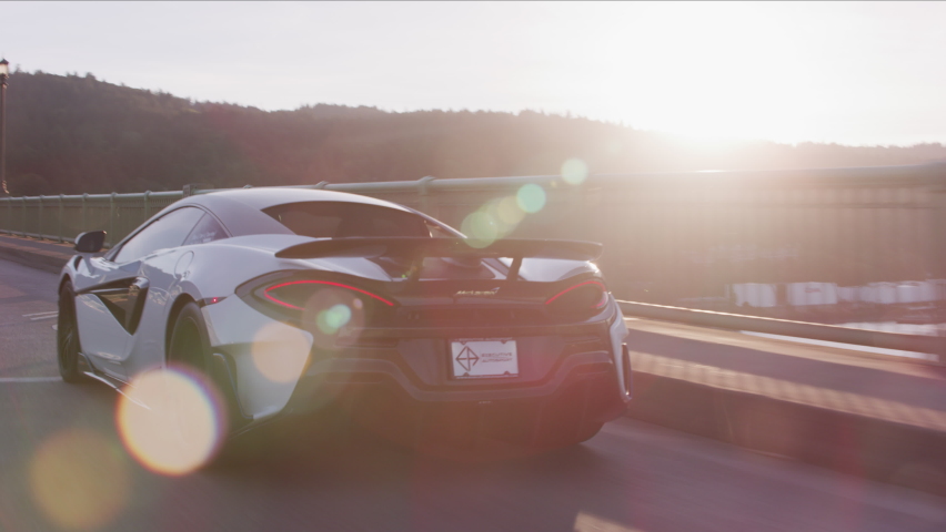 Portland, Oregon circa-2020: McLaren exotic sports car driving on street