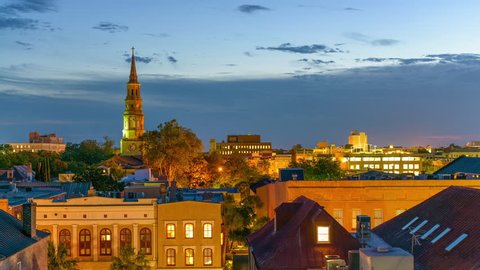 Charleston, South Carolina, USA downtown time lapse.