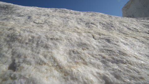 Quarry of white marble. Marble blocks site Sun is Shining