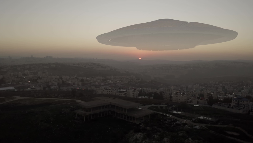 Alien Spaceship hovering over the city image - Free stock photo ...