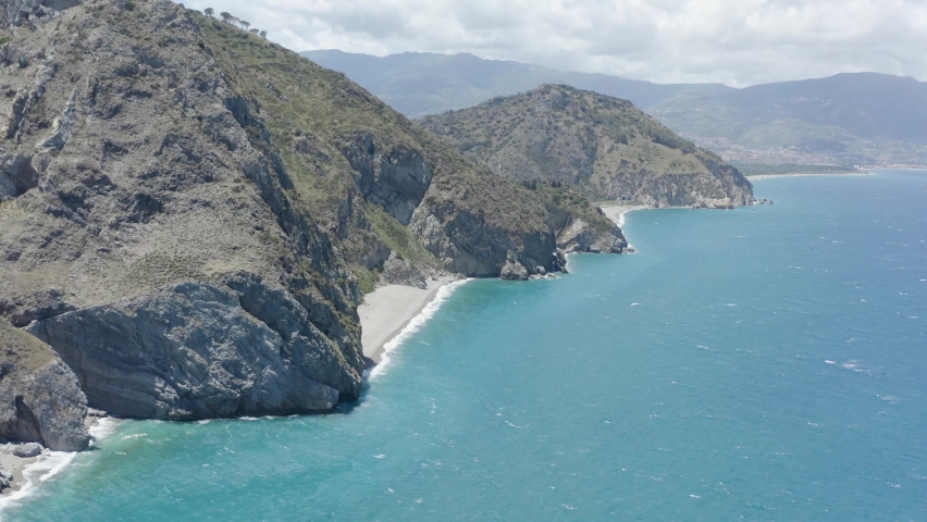 Coast overlooking the sea of ​​the mountain of Tindari. Sicily. Italy.