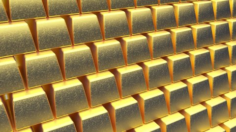 Loop gold bars many heavy golden bricks