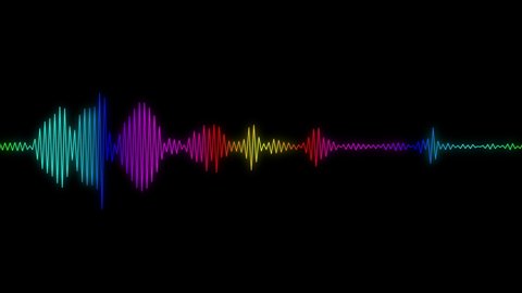 Sound wave isolated on black background. Multicolored digital sound wave equalizer. Audio technology wave concept and design under the concept of black and colorful emphasize simplicity.