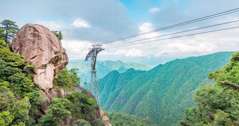 Ropeways and cable cars at the Mount Sanqing scenic spot in Jiangxi Province, China