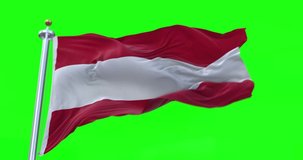 Austria flag realistic waving in the wind 4K video, for Independence Day or Anthem etc, green screen background chroma key (Perfect Loop)