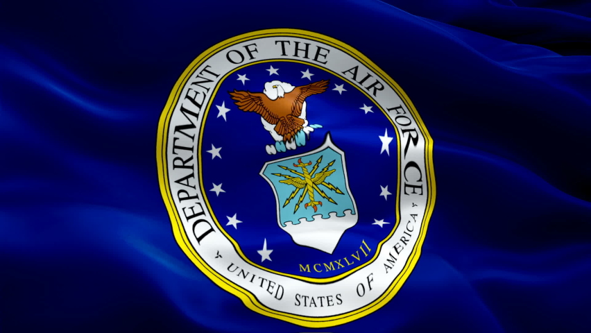 United States Department of the Air Force waving flag. 3d ARMY flag waving. Sign of US Air Force seamless loop animation. ARMY flag HD  Background.USAF USA Air Force flag -Washington, 2 May 2019
