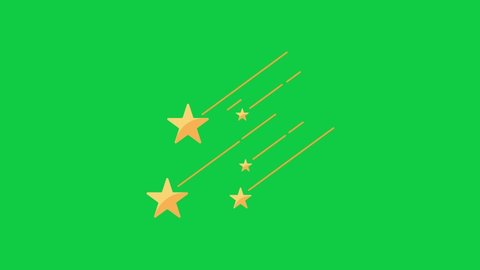 Falling Stars Flat Animated Icon on Green Screen Background. 4K Animated Space to Improve Your Project and Explainer Video.