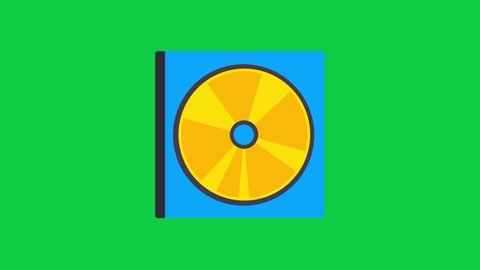 CD Case Flat Animated Icon on Green Screen Background. 4K Animated Media Technology Icon to Improve Your Project and Explainer Video.