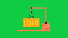 Heavy Industry Crane Flat Animated Icon on Green Screen Background. 4K Animated Artificial Intelligence Icon to Improve Your Project and Explainer Video. - Powered by Shutterstock - Get 15% off with code: PIKWIZARD15