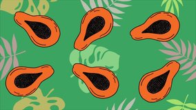 Cartoon tropical palm leaves papaya rotating and falling down seamless loop hd animation. - Powered by Shutterstock - Get 15% off with code: PIKWIZARD15