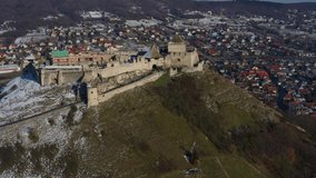Amazing aerial view about the castle of Sumeg in a 4K video. Fantastic colorful cinematic video about a medival castle ruins in Hungary. 