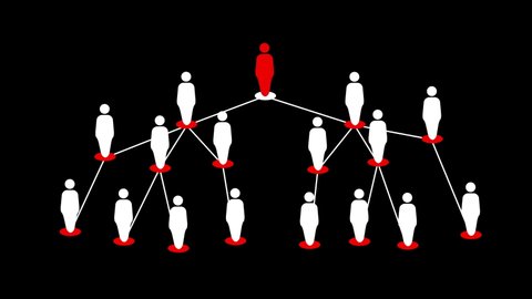Hierarchical Organization Diagram Structure Animation on Black Background