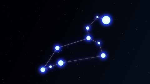 Leo Constellation Zodiac Sign Animation on Space Star Background