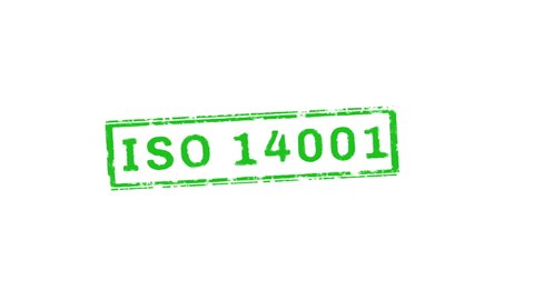 ISO 14001 Text Stamp effects Animation on White Background and Blue Screen