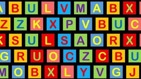 letters of English alphabet. colorful box animation for kids educational content. 4k video