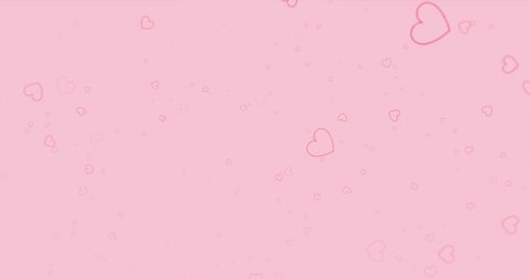 Pink heart outlines floating up on pale pink background. love, valentines day, valentine and passion concept, digitally generated video.