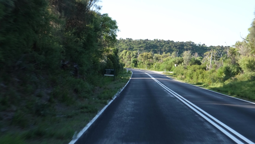 Driving along Wilsons Promontory Road in Victoria, Australia