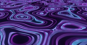 Animation of blue and purple liquid lines moving on seamless lines on black background. retro colour and movement concept digitally generated video.