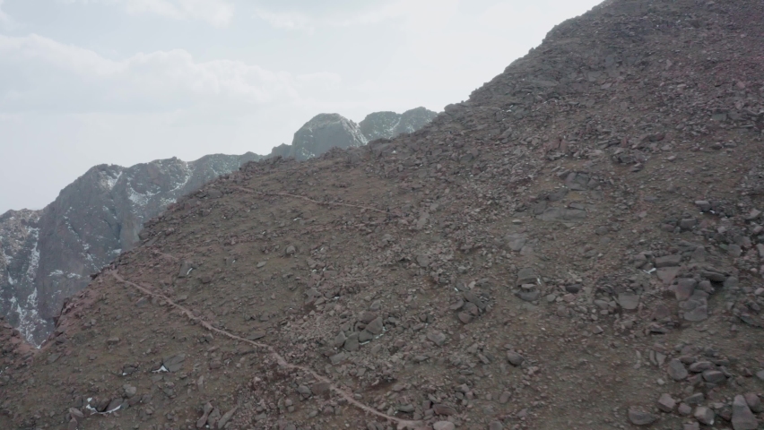 Aerial reveal around cliff face of Pikes Peak, Colorado, USA