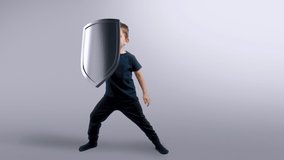 Child defends from viruses using a shield. Healthy immune system, protection against viruses. - Powered by Shutterstock - Get 15% off with code: PIKWIZARD15