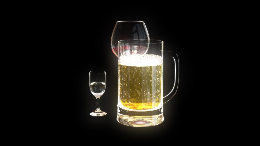 Beer and alcohol rotating isolated on black - loop | Shutterstock HD Video #1066065916