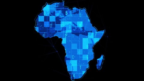 Africa digital cyber technology map background. Digital map network or global communication business concept.
