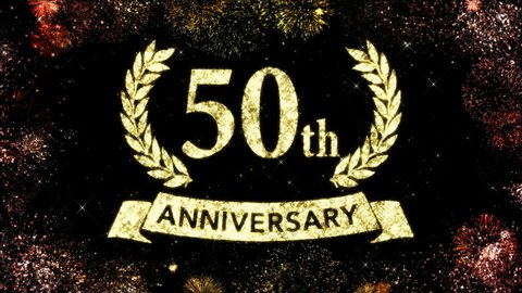 50th anniversary loop background with glitter particles