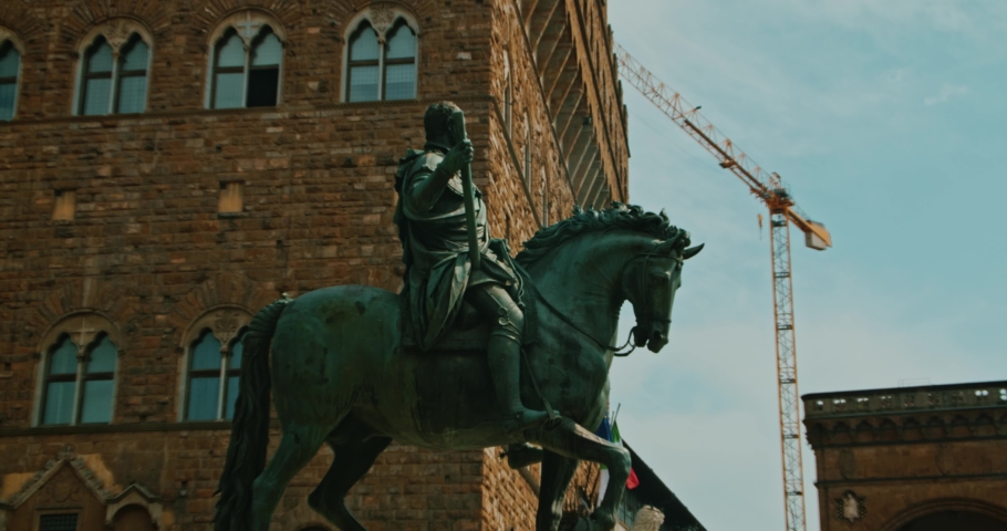 Horse Man Statue Florence,Piazza Della Signoria, Italy,architecture symbol.
