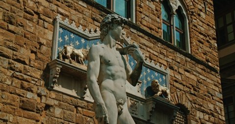 Statue Of David By Michelangelo In Piazza Della Signoria, Florence, Italy