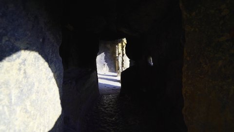 interior view of Donalar rock tomb in Kastamonu