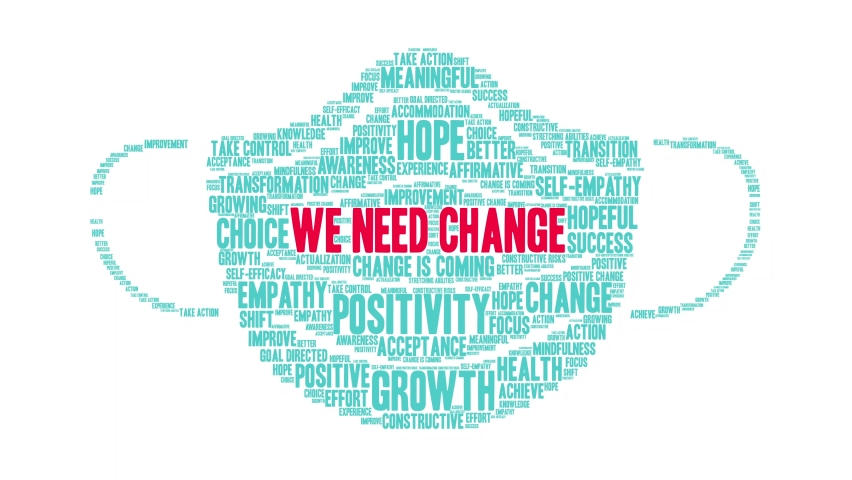 We Need Change animated word cloud on a white background., a Healthcare Video by arloo