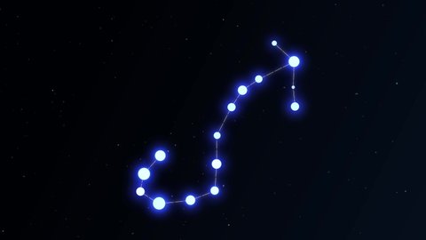 Scorpio Constellation Zodiac Sign Animation on Space Star Background
