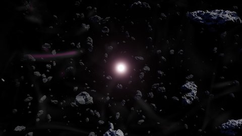 Asteroid In Drack Space is motion footage for sci fi films and cinematic in space scene. Also good background for scene and titles, logos.