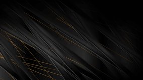 Concept abstract motion background with black smooth stripes and golden lines. Seamless looping. Video animation Ultra HD 4K 3840x2160