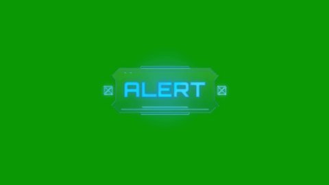 Alert technical sign icon with glitch effect on green screen.