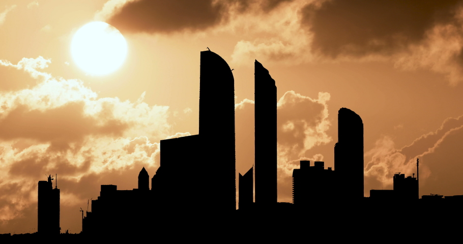 Abu Dhabi City Cloudy Sunset Timelapse Royalty-Free Stock Footage #1066141189