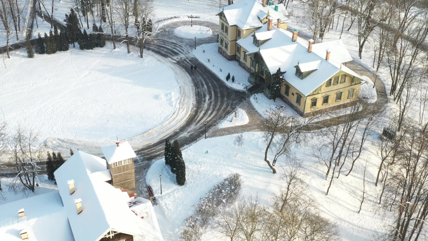 Manor in the Winter Loshitsky Park. Minsk, Belarus