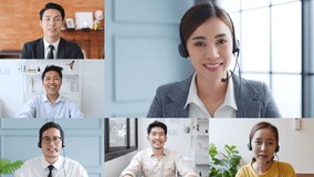 Screen of business people work at home and virtual video conference meeting with colleagues via computer laptop or mobile phone, online working, video call and teleconference concept - Powered by Shutterstock - Get 15% off with code: PIKWIZARD15