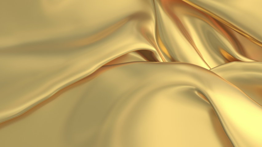 Abstract gold background. Slow motion smooth golden fashion. Gold luxury texture. Golden silk, satin animation Royalty-Free Stock Footage #1066271422