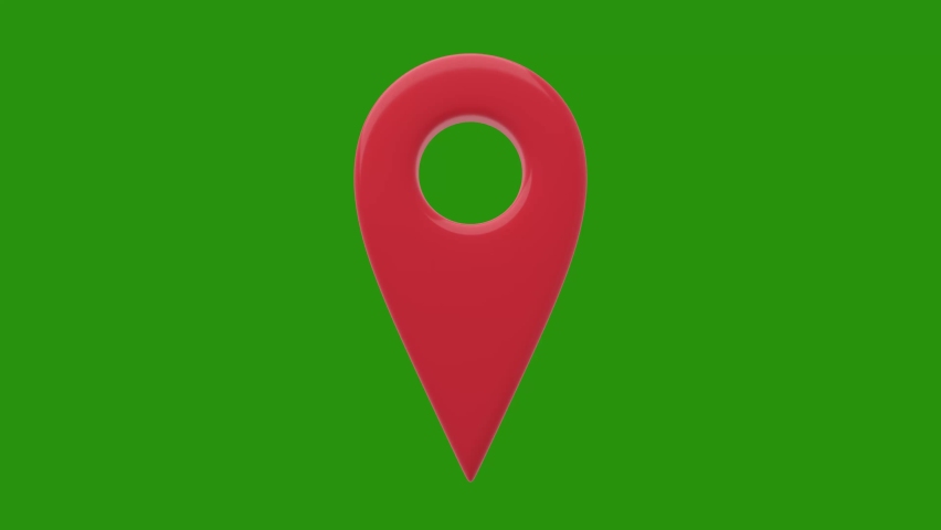 Isolated red map pointer on green background. 3D rendering illustration. Royalty-Free Stock Footage #1066274545