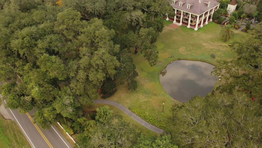 Houmas House and Garden Aerial View reveal in Darrow, Louisiana